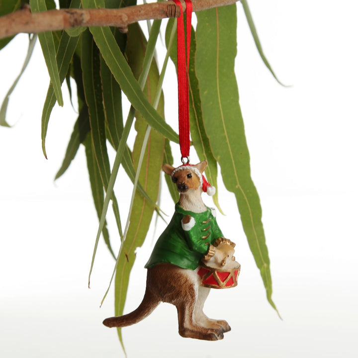 Kangaroo Australiana Christmas Tree Decoration - Green Jacket