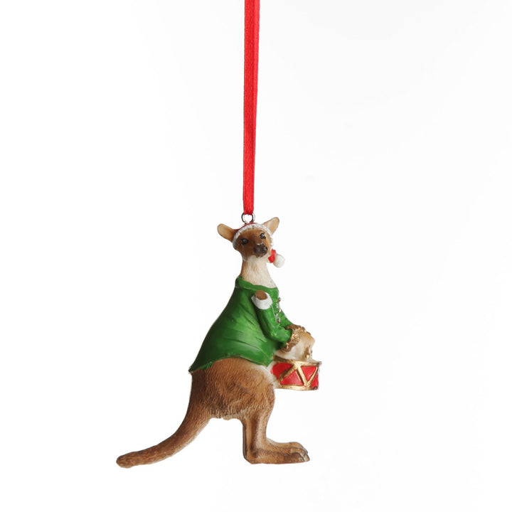 Kangaroo Australiana Christmas Tree Decoration - Green Jacket