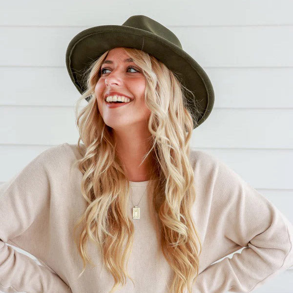 Khaki Soft Wide Band Fedora Hat