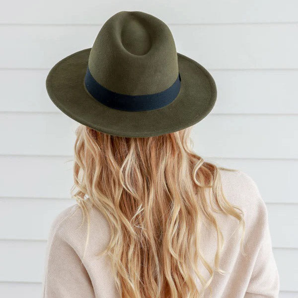 Khaki Soft Wide Band Fedora Hat