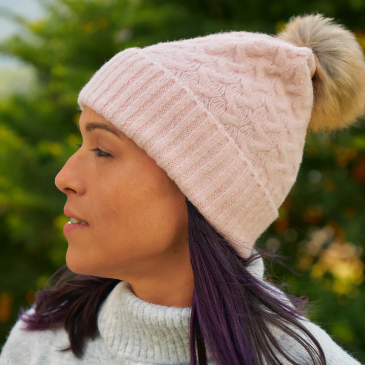 Knit - Snood and Beanie Set - Pink