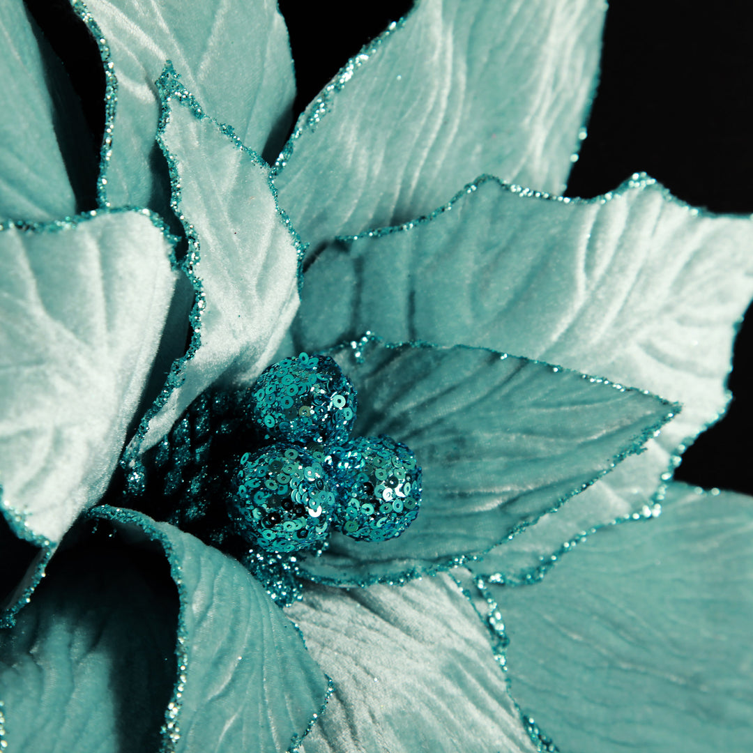 Large Pale Blue Poinsettia Flower Stem