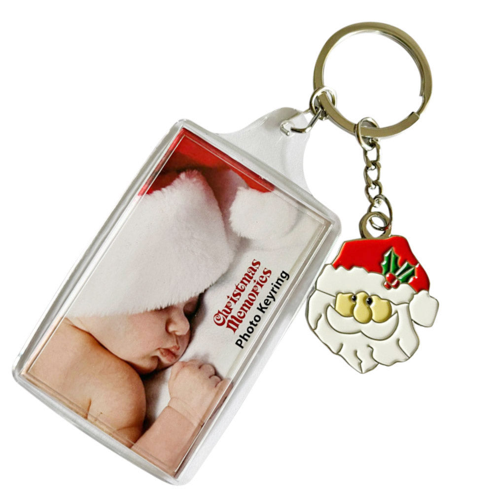 Large Acrylic Photo Keyring with Santa Charm