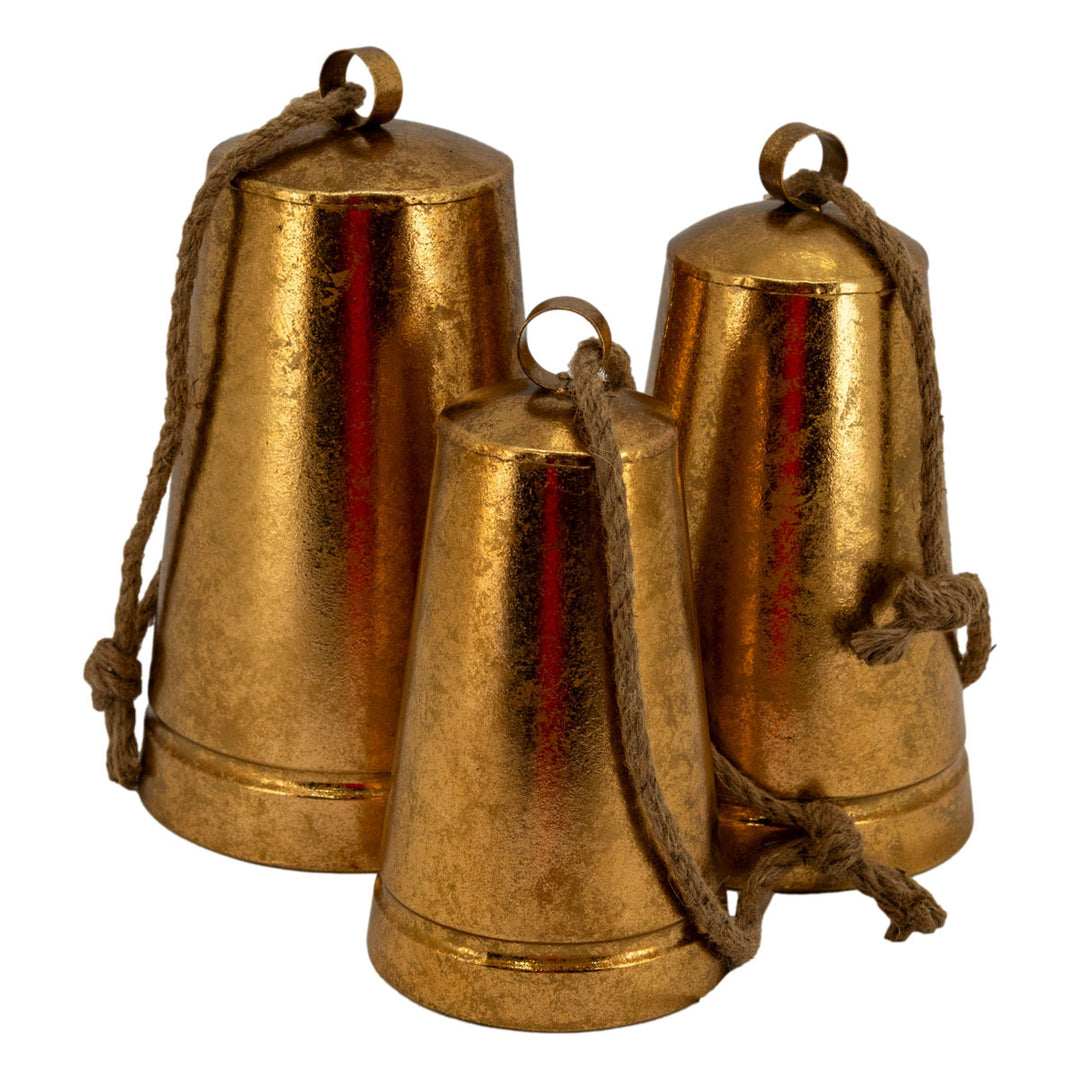 Antique Gold Large Hanging Bells Set of 3