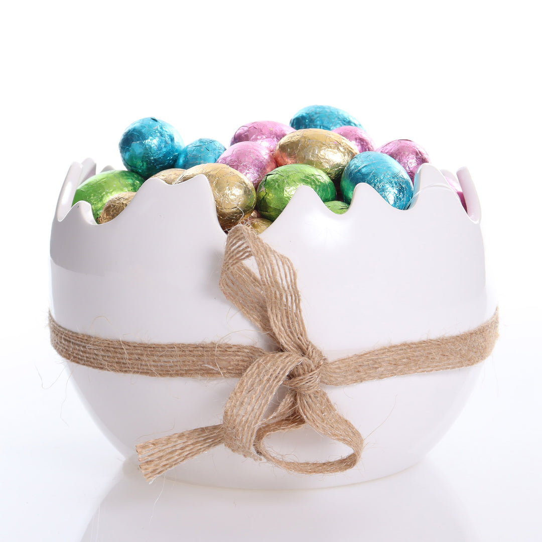 Large Cracked Easter Egg Treat Bowl with Jute Bow