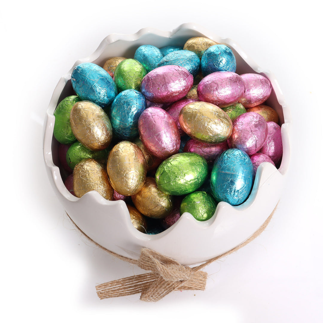 Large Cracked Easter Egg Treat Bowl with Jute Bow