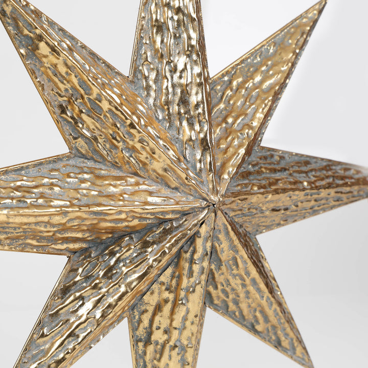 Large Hanging Metal Star Ornament - Antique Gold 47.5cm(h)