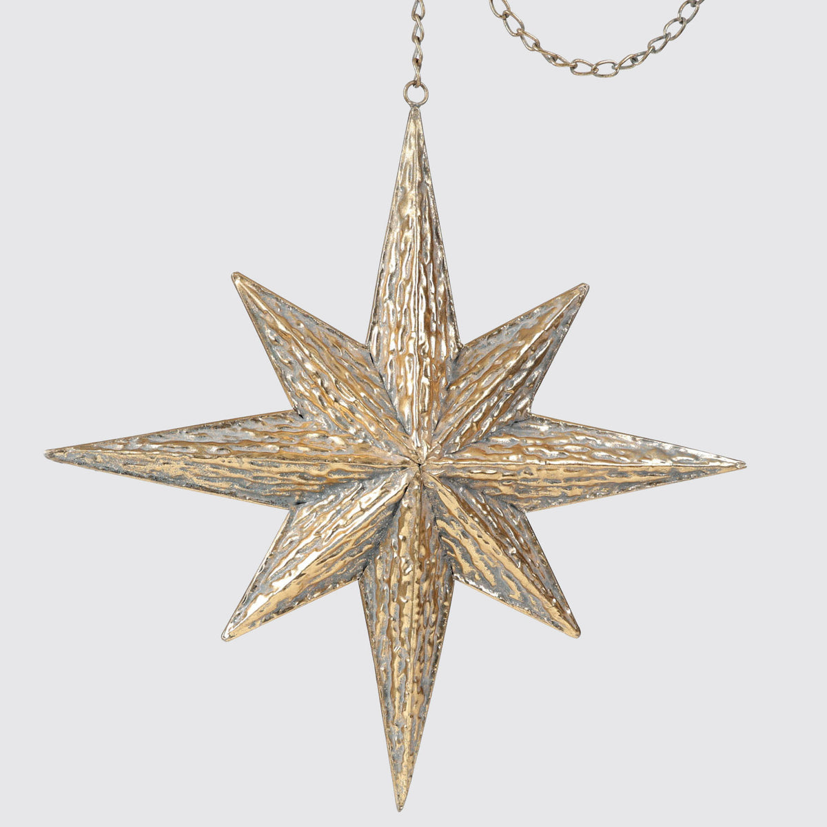 Extra Large Hanging Metal Star Ornament - Antique Gold 62.5cm(h)
