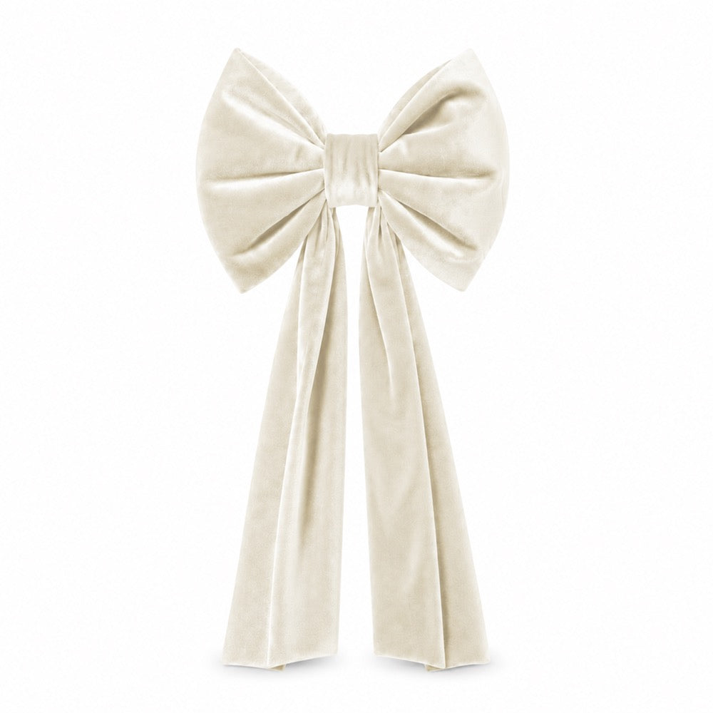 Large Ivory Luxe Velvet Bow - 50cm