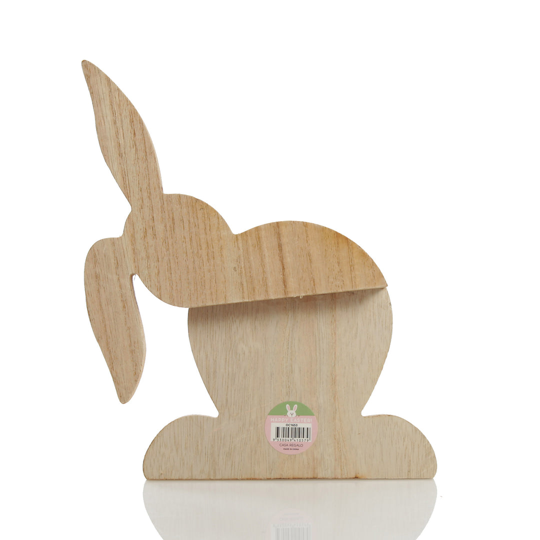 Large Natural and Pink Wooden Bunny Bum Ornament