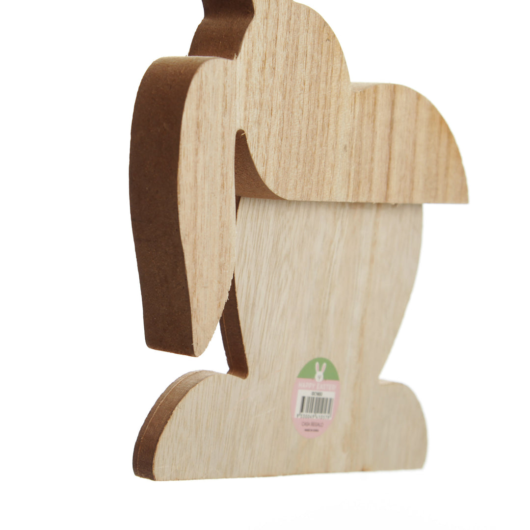 Large Natural and Pink Wooden Bunny Bum Ornament