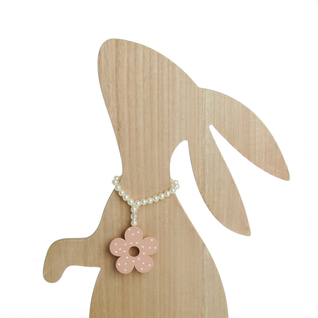 Large Natural Wooden Bunny Ornament