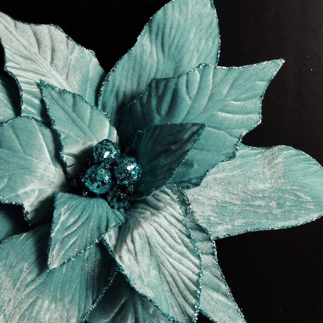 Large Pale Blue Poinsettia Flower Stem