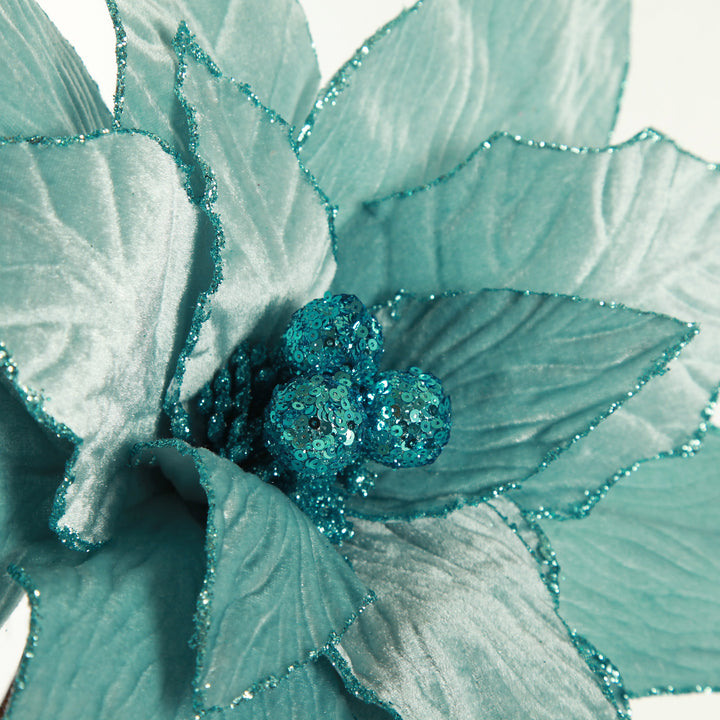 Large Pale Blue Poinsettia Flower Stem