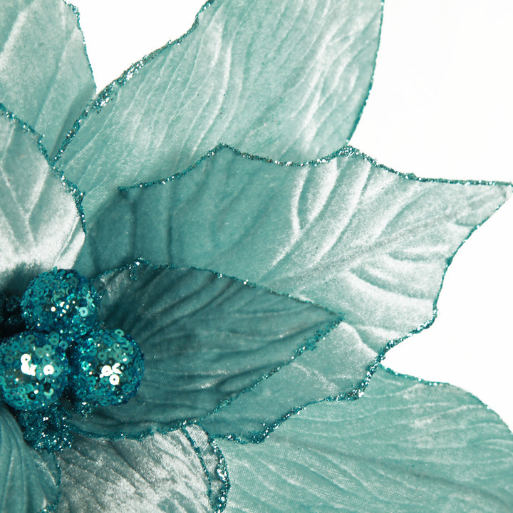 Large Pale Blue Poinsettia Flower Stem
