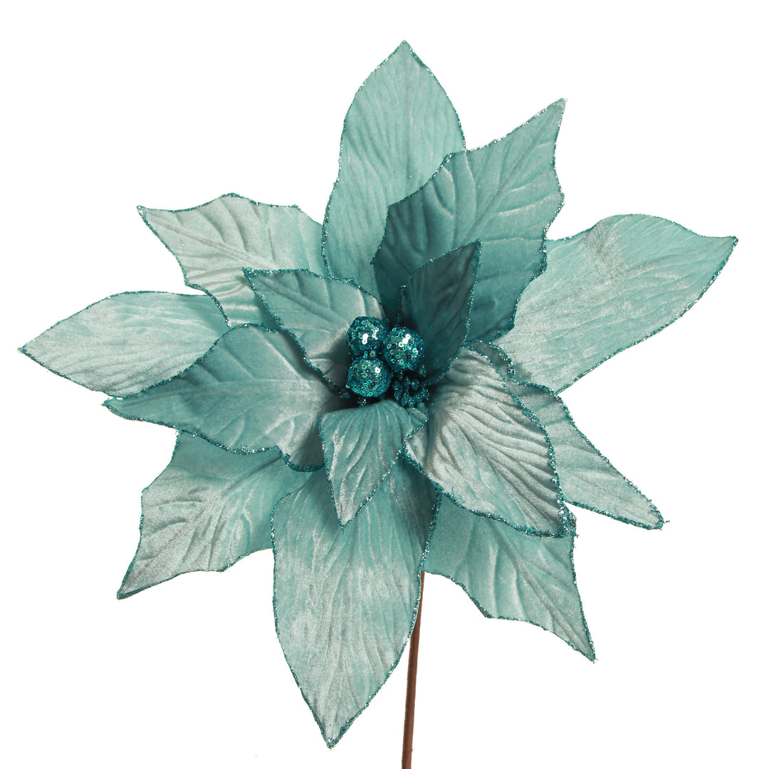 Large Pale Blue Poinsettia Flower Stem