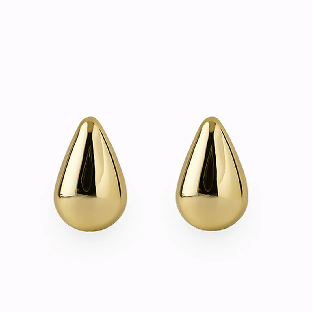 Earrings - Large Tear Drop Studs - Gold