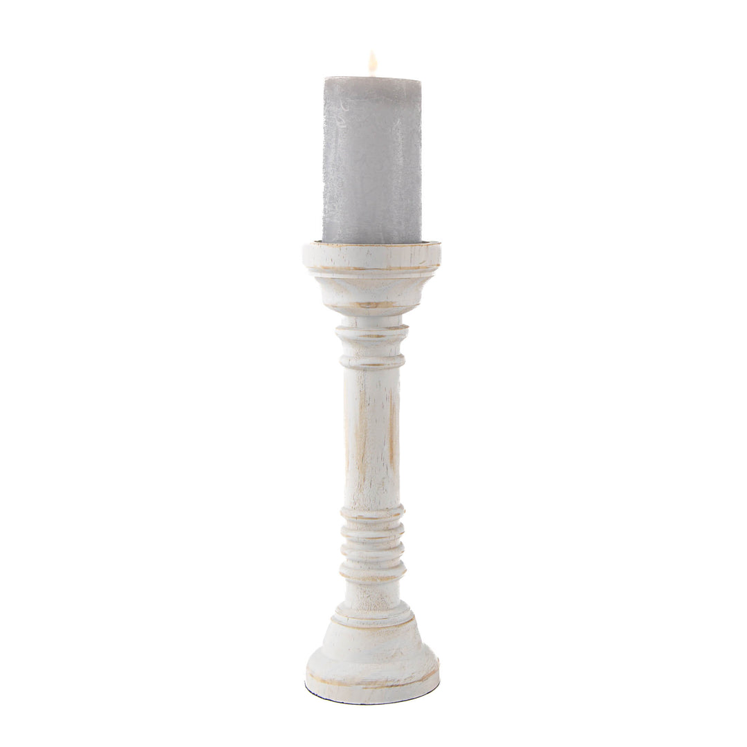Large White Timber Classic Candle Holder 32cm (h)