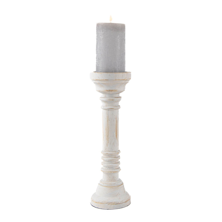 Large White Timber Classic Candle Holder 32cm (h)