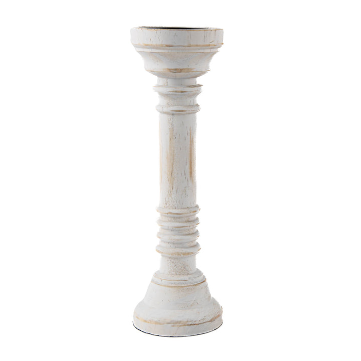 Large White Timber Classic Candle Holder 32cm (h)