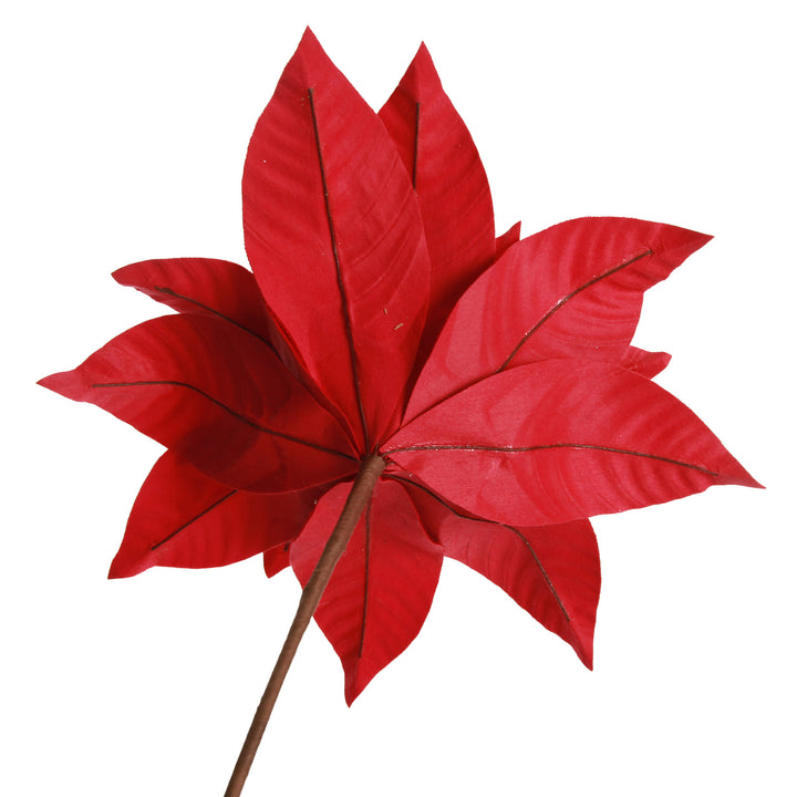 Layered Red Velvet Poinsettia Flower Stem