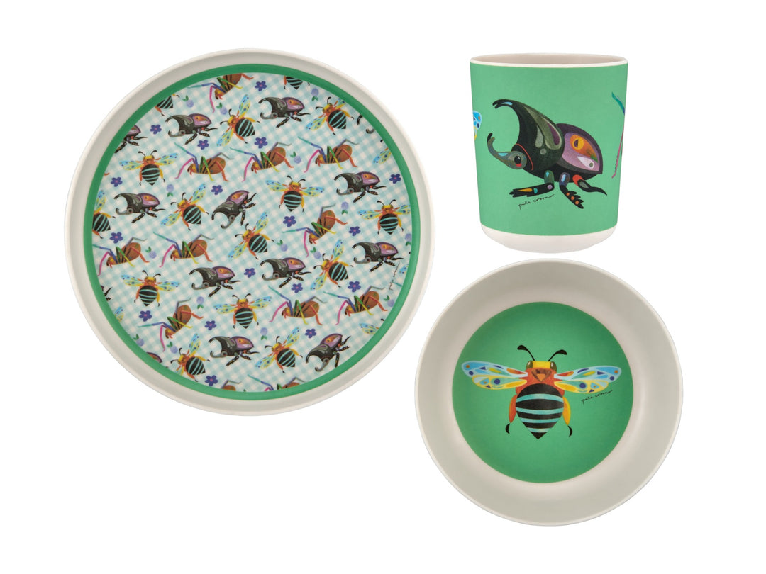 Maxwell &amp; Williams - Pete Cromer Garden Party - Green Kids Melamine 3 Piece Set