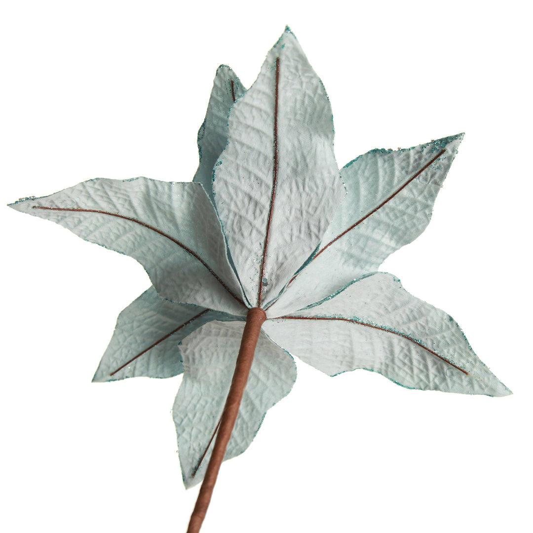 Leather Look Blue Poinsettia Flower Stem