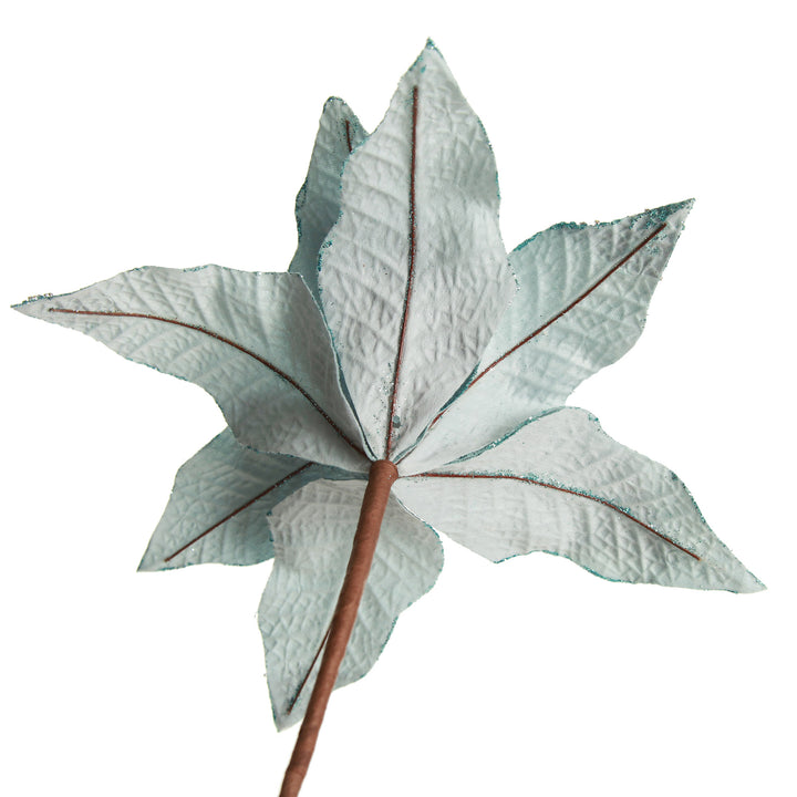 Leather Look Blue Poinsettia Flower Stem