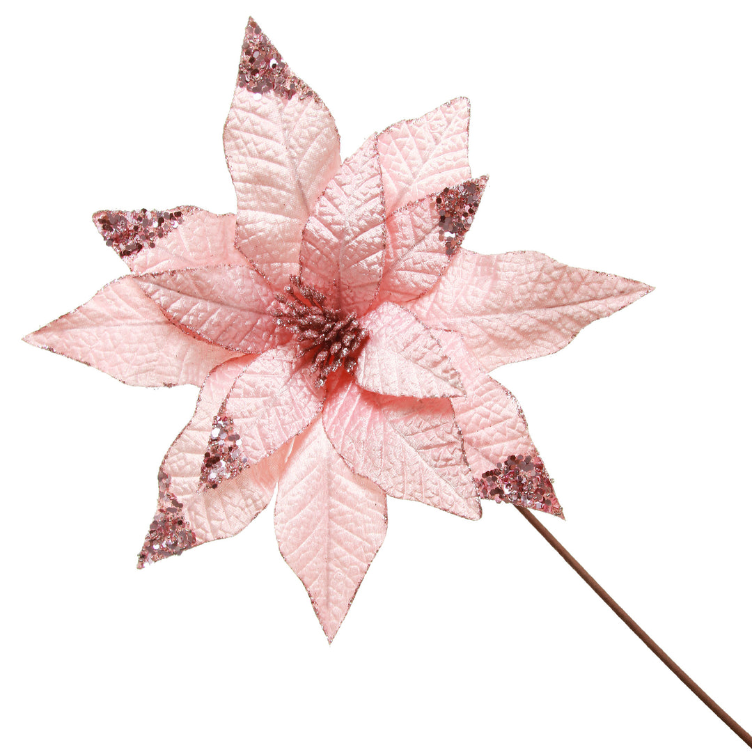 Leather Look Blush Poinsettia Flower Stem