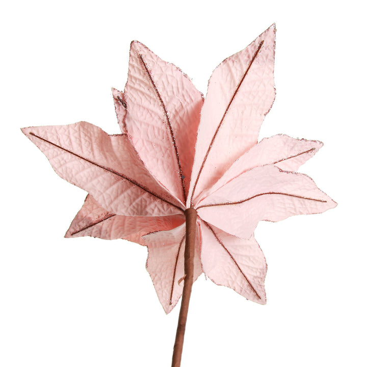 Leather Look Blush Poinsettia Flower Stem