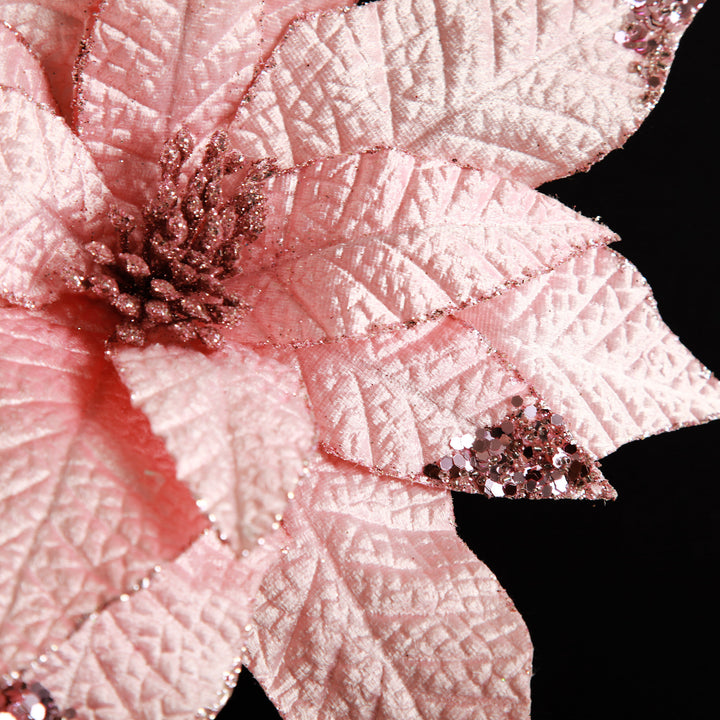 Leather Look Blush Poinsettia Flower Stem