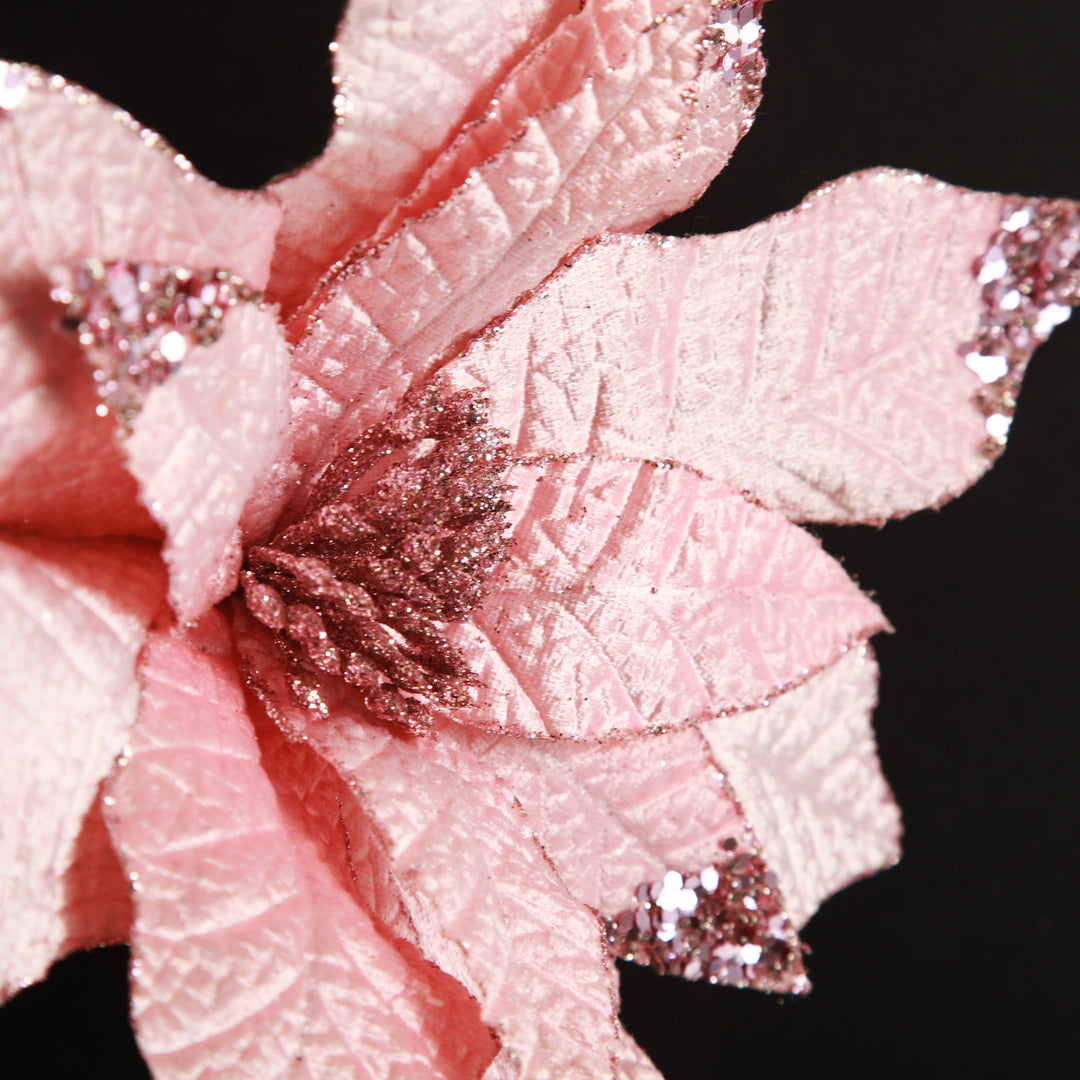 Leather Look Blush Poinsettia Flower Stem