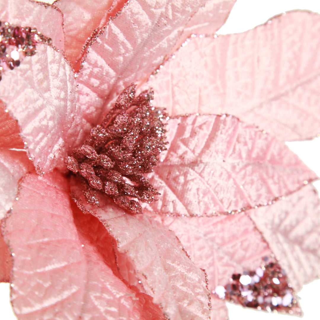 Leather Look Blush Poinsettia Flower Stem