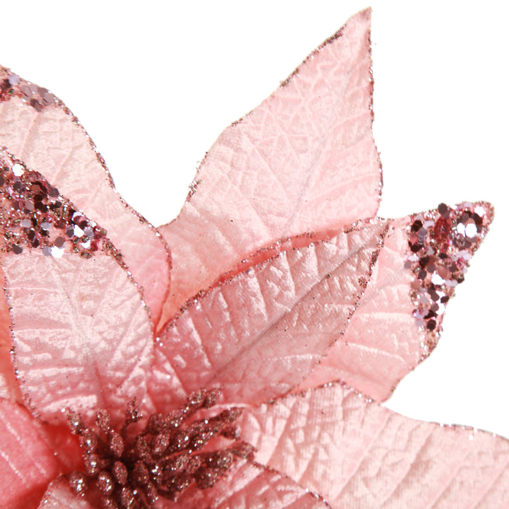 Leather Look Blush Poinsettia Flower Stem