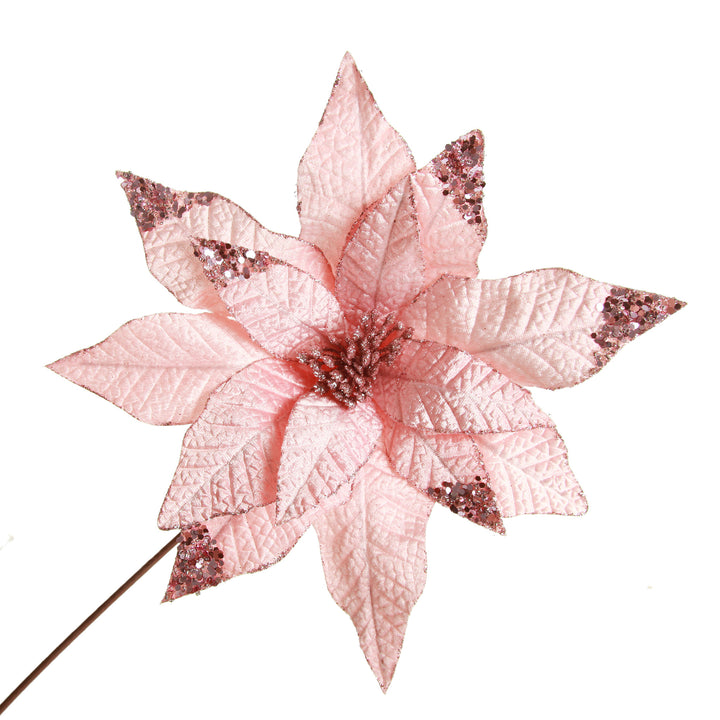 Leather Look Blush Poinsettia Flower Stem