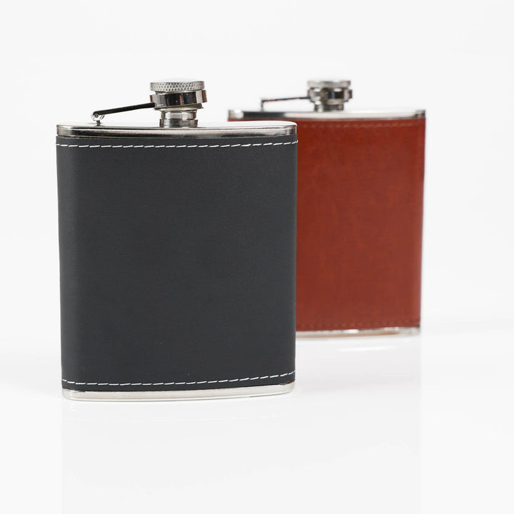Vegan Leather Wrapped Stainless Steel Hip Flask
