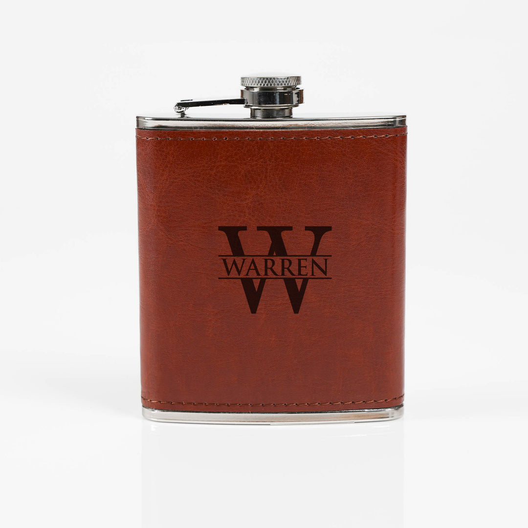 Vegan Leather Wrapped Stainless Steel Hip Flask