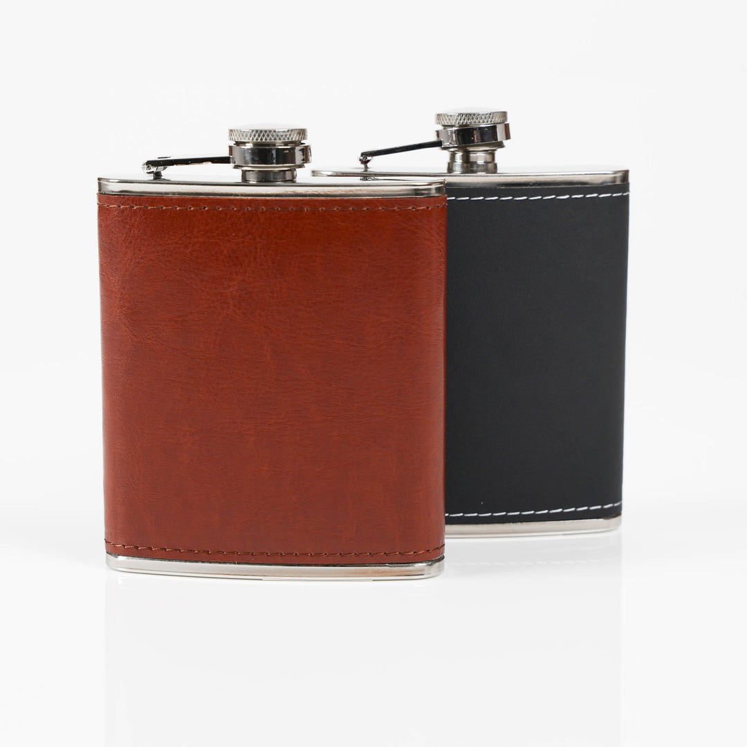 Vegan Leather Wrapped Stainless Steel Hip Flask