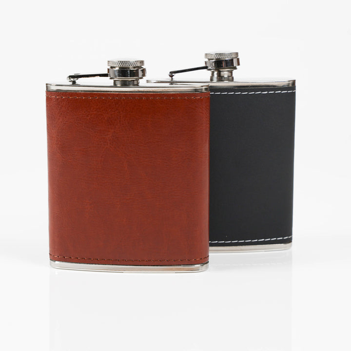 Vegan Leather Wrapped Stainless Steel Hip Flask