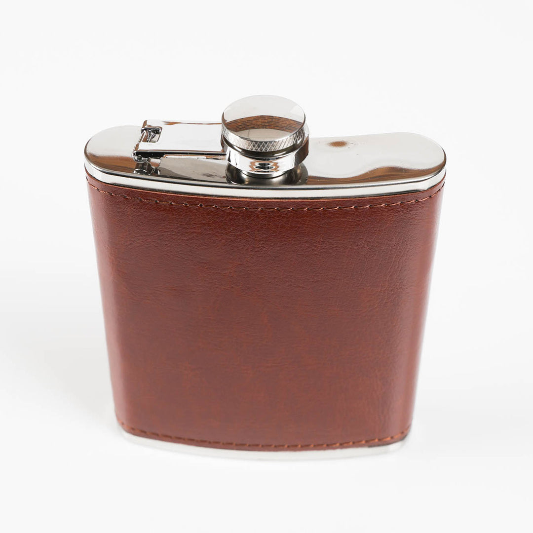 Vegan Leather Wrapped Stainless Steel Hip Flask