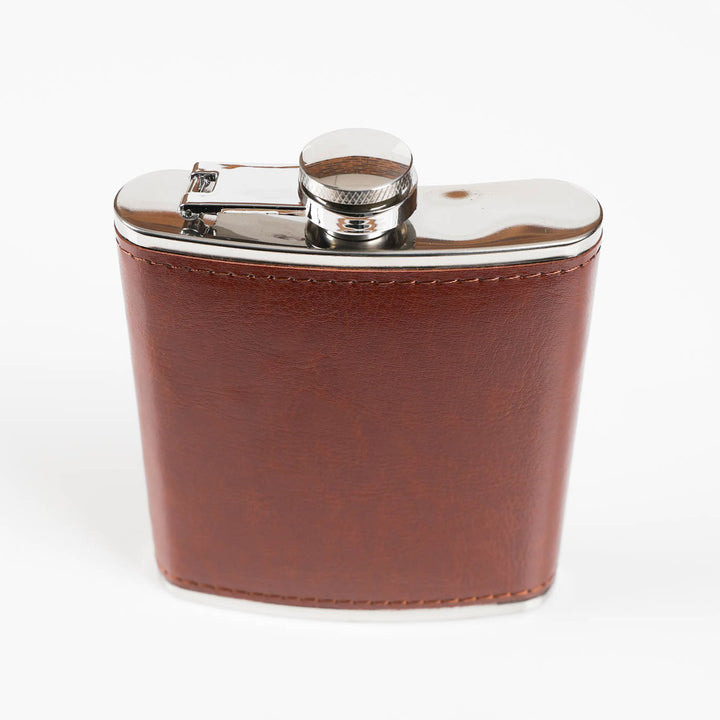 Vegan Leather Wrapped Stainless Steel Hip Flask