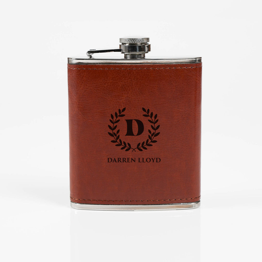 Vegan Leather Wrapped Stainless Steel Hip Flask
