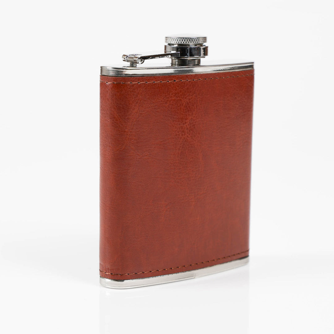 Vegan Leather Wrapped Stainless Steel Hip Flask