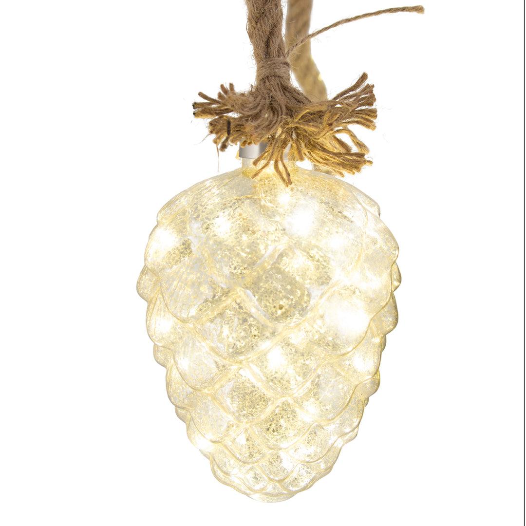 LED Champagne Pinecone with Hanging Rope