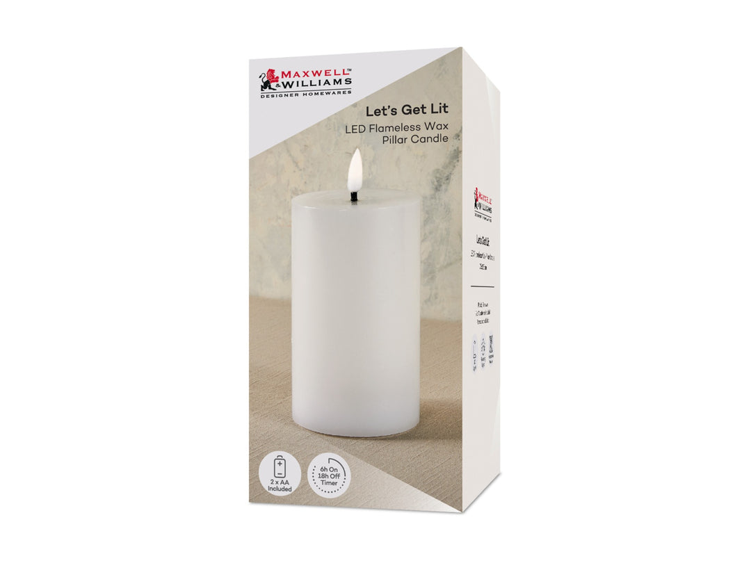 Maxwell &amp; Williams Lets Get Lit LED Flameless Candle Natural 7.5x12.5cm