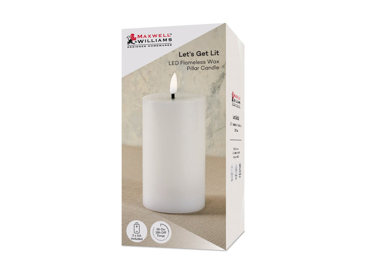 Maxwell &amp; Williams Lets Get Lit LED Flameless Candle Natural 7.5x12.5cm