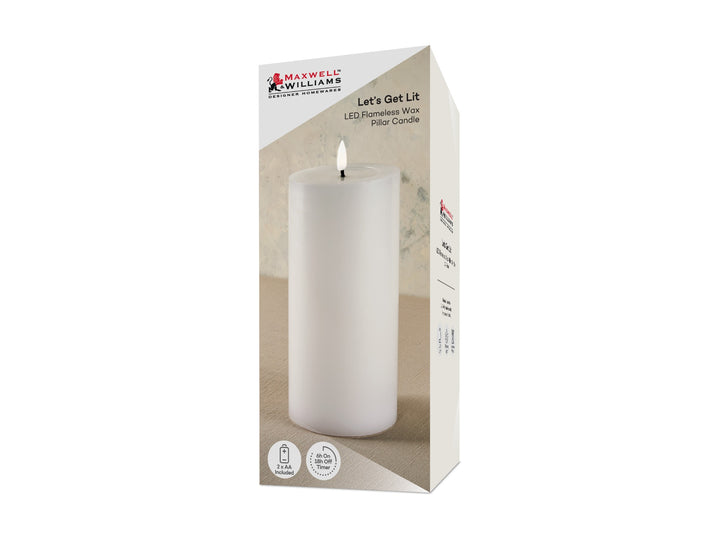 Maxwell &amp; Williams Lets Get Lit LED Flameless Candle Natural 10x20cm