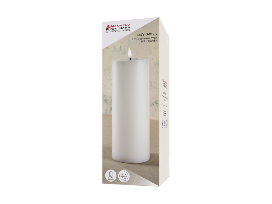 Maxwell &amp; Williams Lets Get Lit LED Flameless Candle Natural 10x25cm