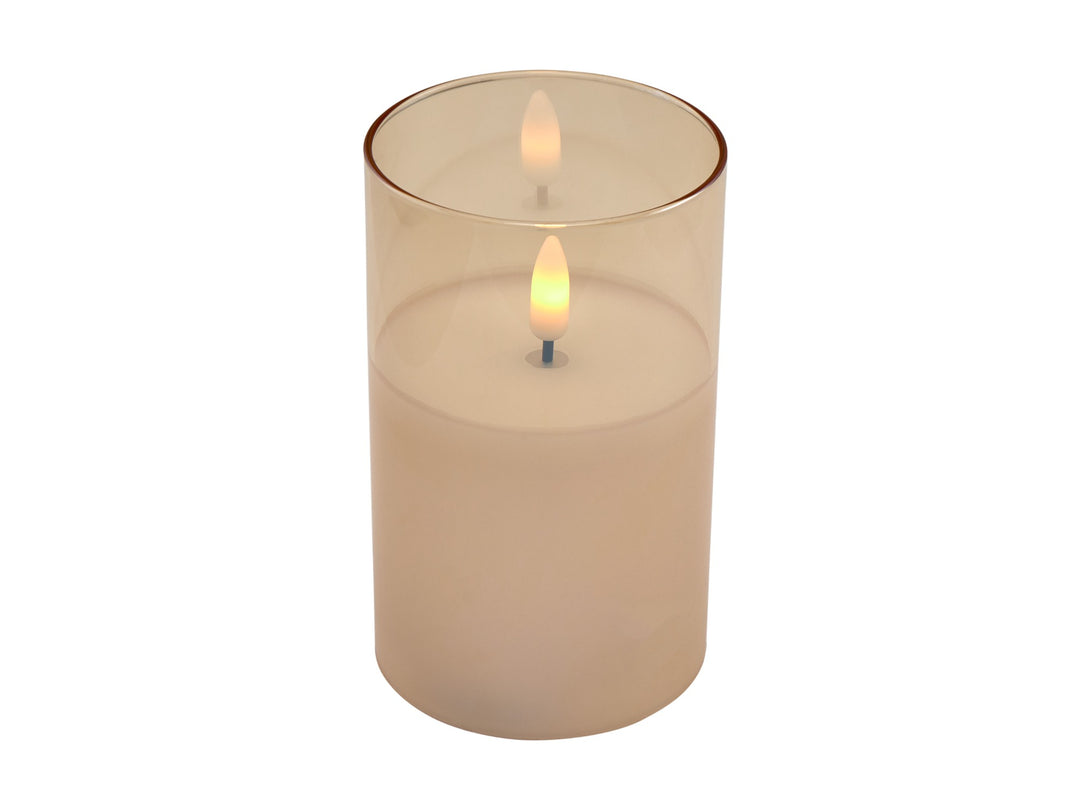 Maxwell &amp; Williams Lets Get Lit LED Flameless Candle Gold Glass Hurricane - Set of 3
