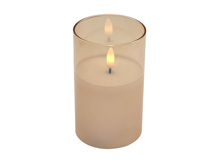 Maxwell &amp; Williams Lets Get Lit LED Flameless Candle Gold Glass Hurricane - Set of 3